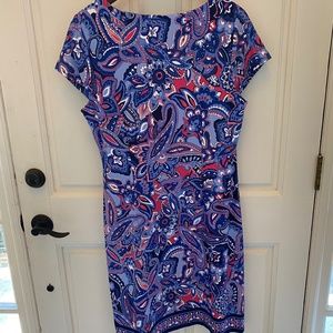 Talbots printed cap sleeve jersey dress